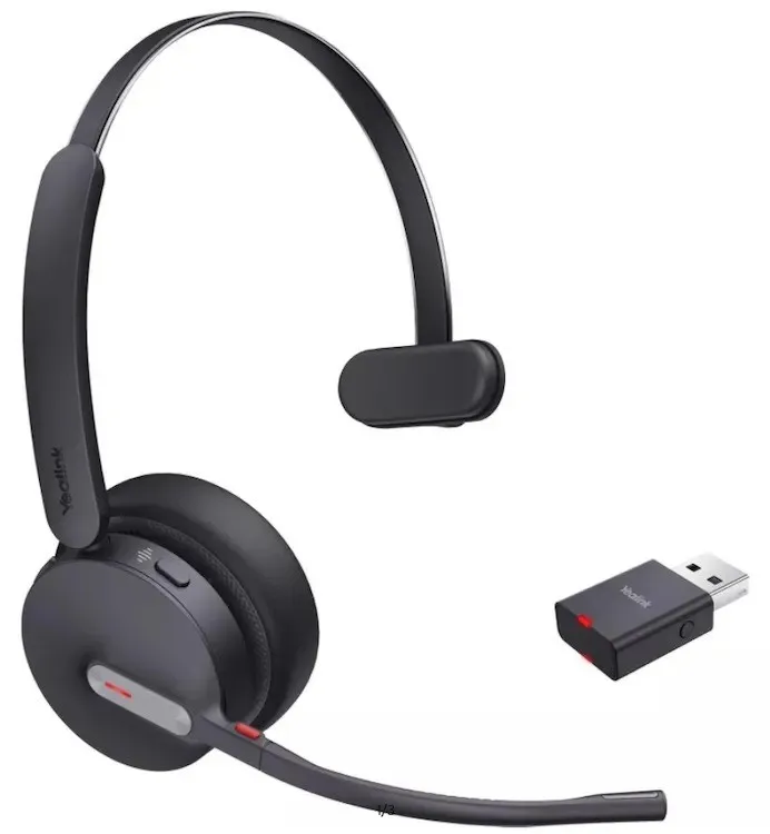 Auriculares Yealink WH64 Hybrid Mono sem fios Bluetooth para escritório Teams pretos