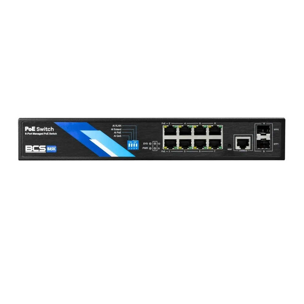 BCS BCS-B-SP08G-2SFP-M Switch PoE Gerido 8 Portas BCS-B-SP08G-2SFP-M