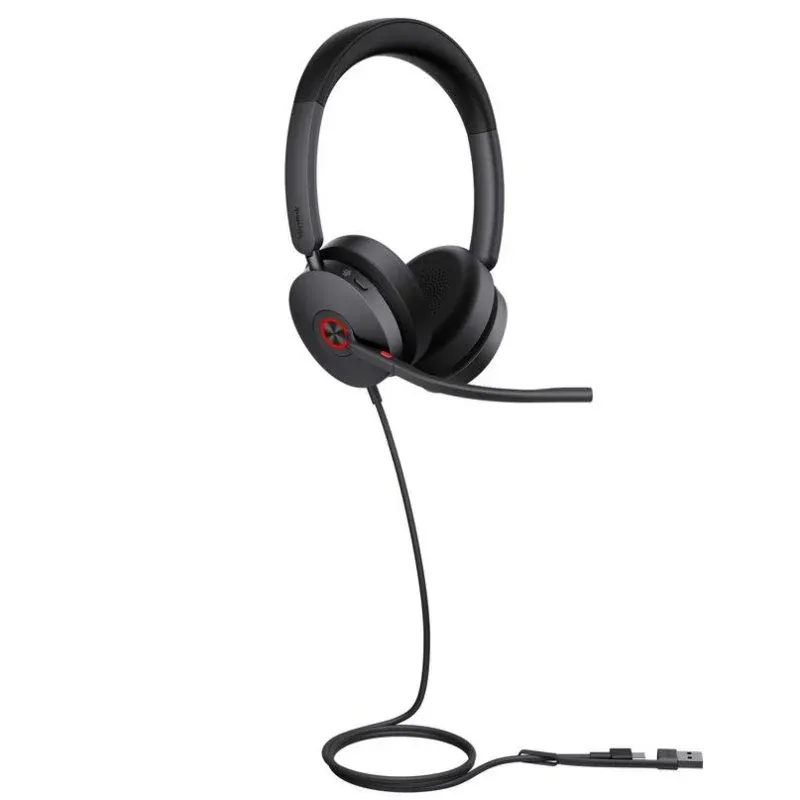Auriculares Yealink UH48 Dual com fio USB-C/A para chamadas e música com Cancelamento de Ruído pretos