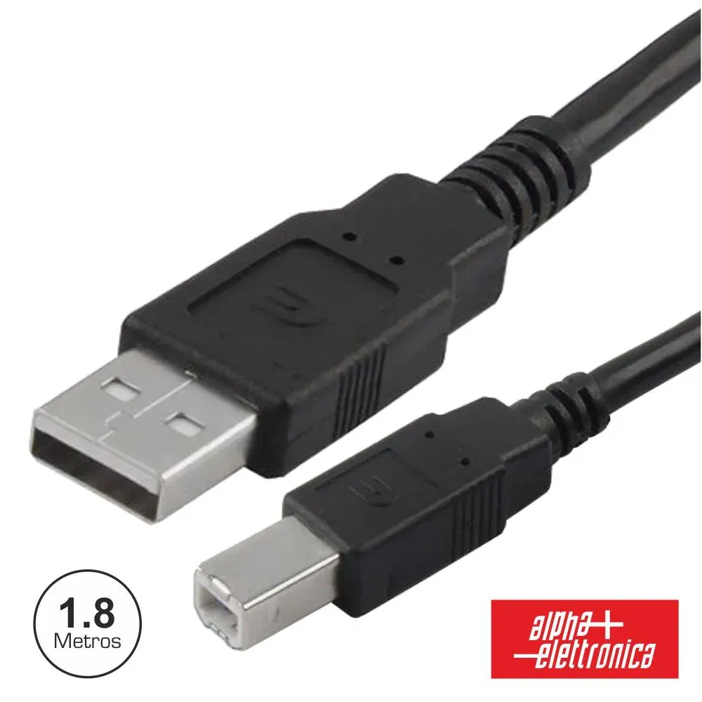 Cabo Usb-A 2.0 Macho / Usb-B Macho 1.8m Preto