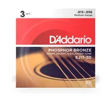 Jogo Cordas Guitarra Acústica Daddario EJ17-3D 013-056 Pack 3