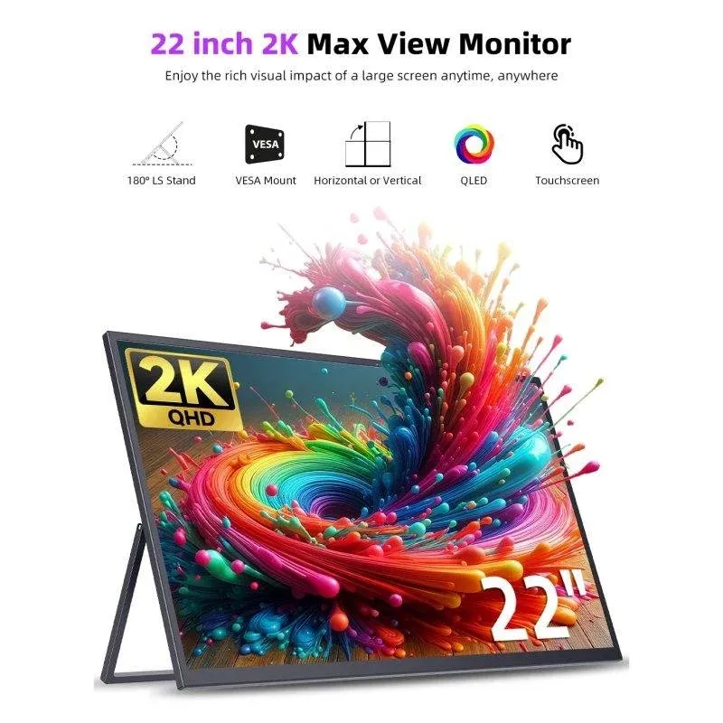 Monitor Uperfect 22" QHD Quad HD QLED Portátil USB-C Mini HDMI