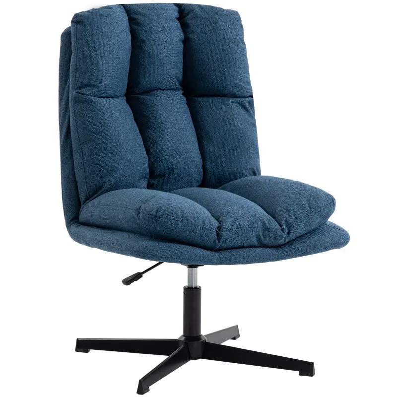 Cadeira Homcom 83B-711V00DB Giratória 360° Altura Ajustável Assento Largo Azul Escuro
