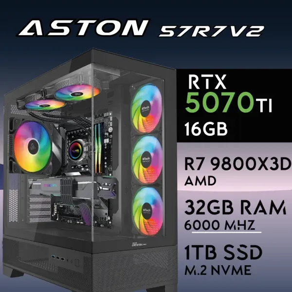 PC Gaming ASTON-57R7V2 - R7 9800X3D | RTX5070Ti 16GB | 32GB | M.2 1TB