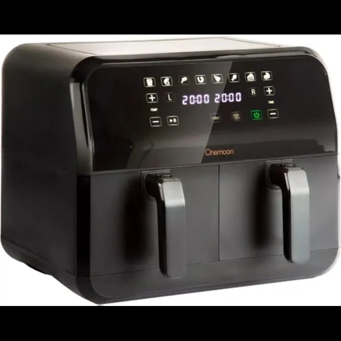Fritadeira Onemoon D8 Air Fryer Dupla Cesta 4L + 4L Preta