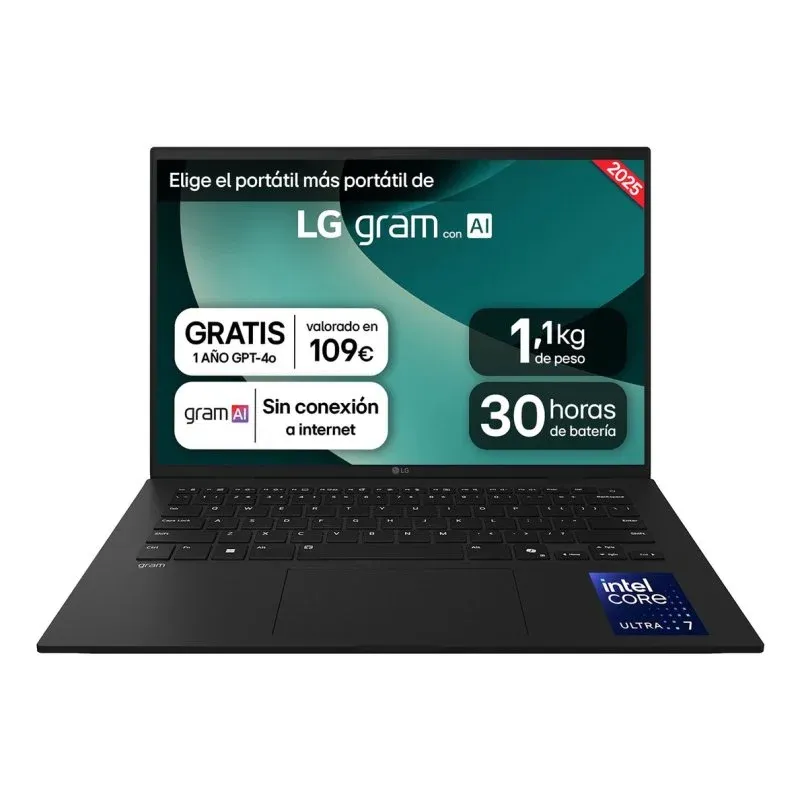 Portátil LG 14Z90T-G.AD8BB 14" Intel Core Ultra 7-255H 32GB 2TB SSD Arc GPU Negro