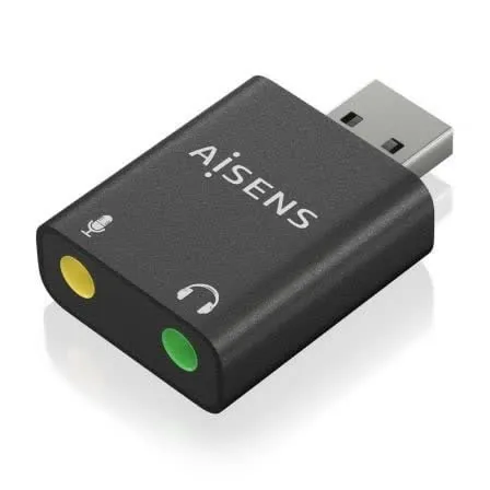 Placa de Som USB-A 2x Jack 3.5mm Preto - AISENS