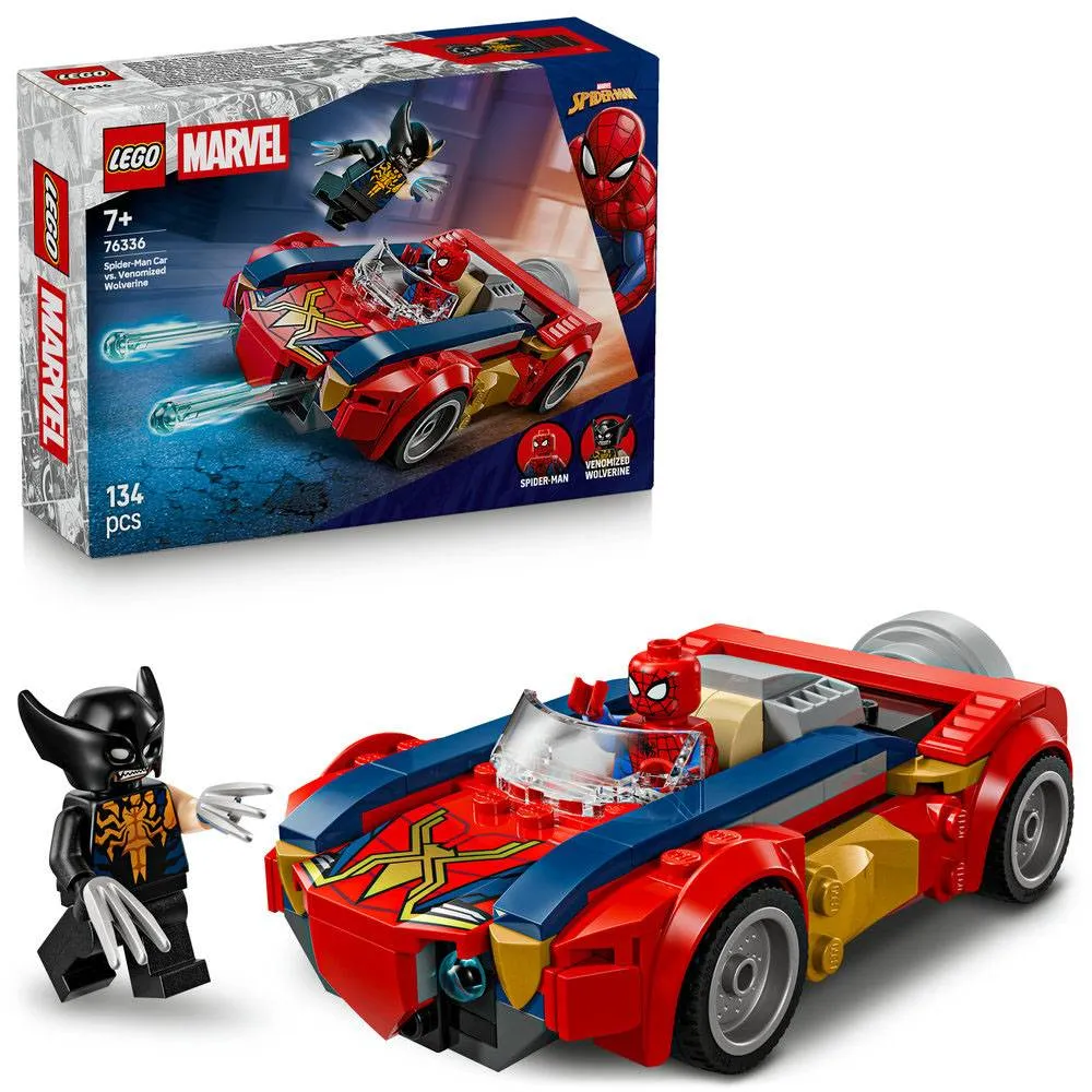 LEGO Marvel: Carro do Spider-Man contra Wolverine Venomizado | Idades 7+ | 134 Peças | Item 76336