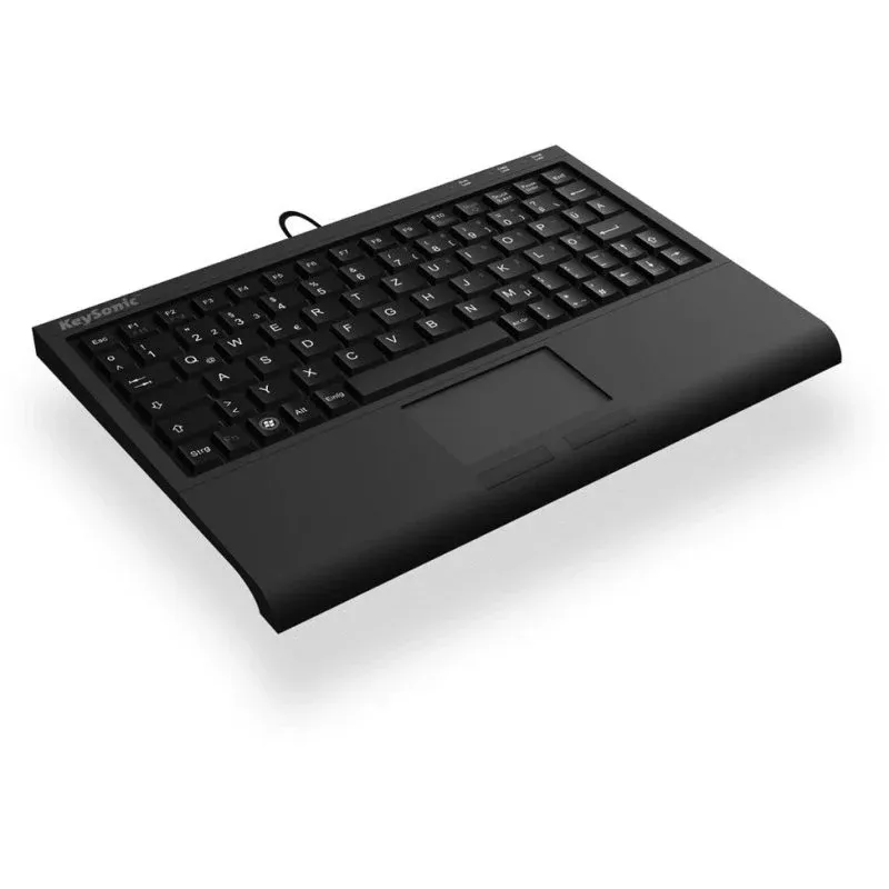 Teclado KeySonic ACK-3410 mini de membrana com touchpad e apoio para pulsos