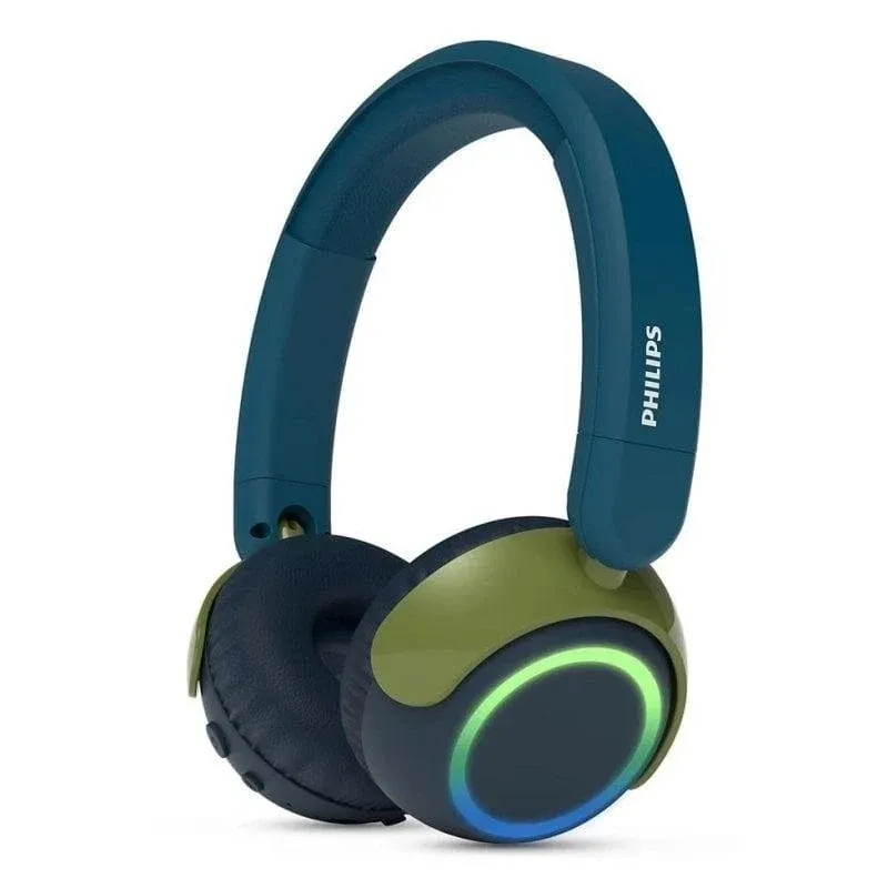 Auriculares Philips TAK4200CT/00 Bluetooth sem fios com redução de ruído, microfone e LEDs azul/verde
