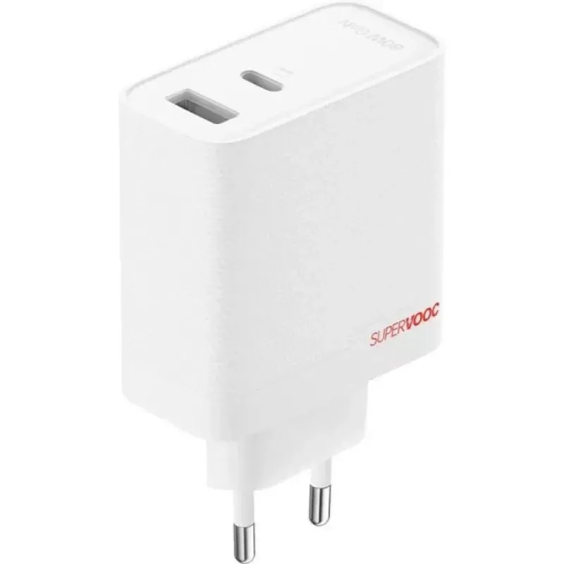 SUPERVOOC 80W DUAL-PORT GAN POWER ADAPTER + TYPE-C CABLE - WHITE