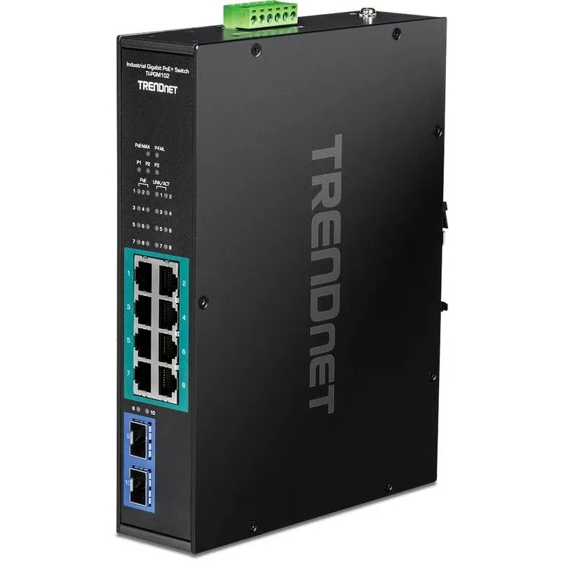 Switch Industrial TRENDnet TI-PGM102 10 Ports Gigabit PoE+ 240W Rail DIN
