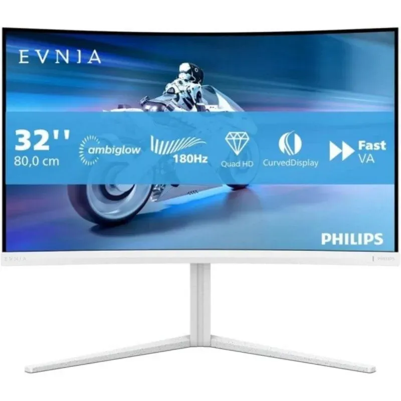 Monitor Philips Evnia 32M2C5501/00 31.5" QuadHD 180Hz VA Curvo FreeSync G-SYNC HDR10 1ms Branco