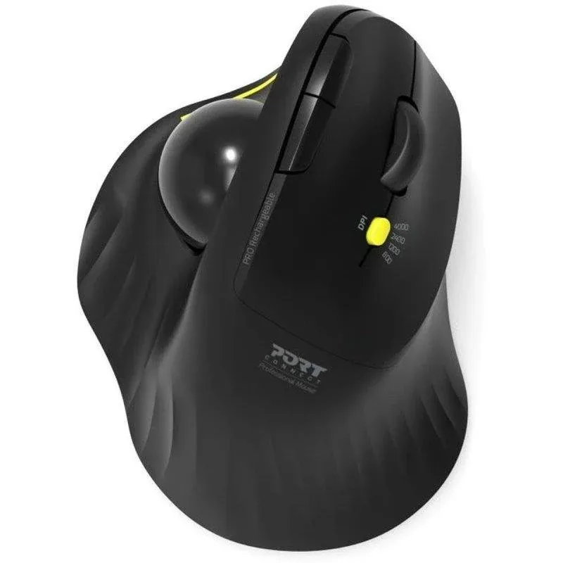 Rato Port Designs Trackball Ergo Bluetooth 2.4GHz 1600 DPI Preto