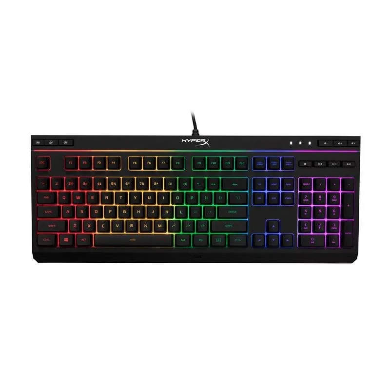 Teclado HyperX Alloy Core RGB membrana completo com iluminação RGB e resistente a salpicos
