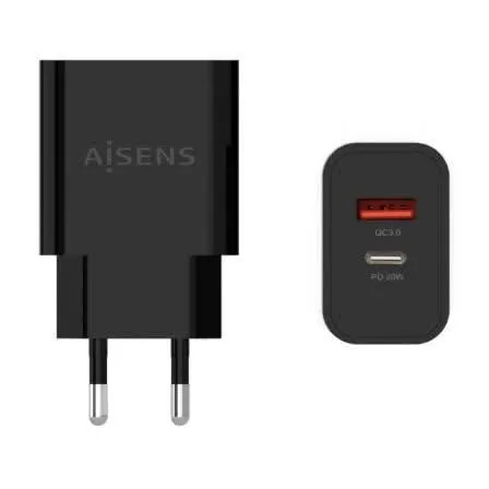 Adaptador de Energia USB-C / USB-A 20W (Preto) - AISENS