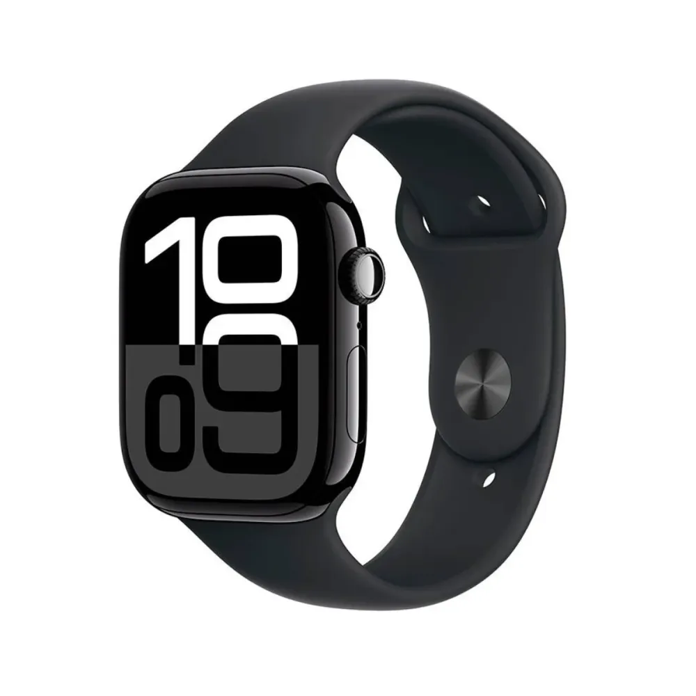 Apple Watch Series 10 GPS 42mm Alumínio Preto Brilhante c/ Bracelete Desportiva Preta M/L