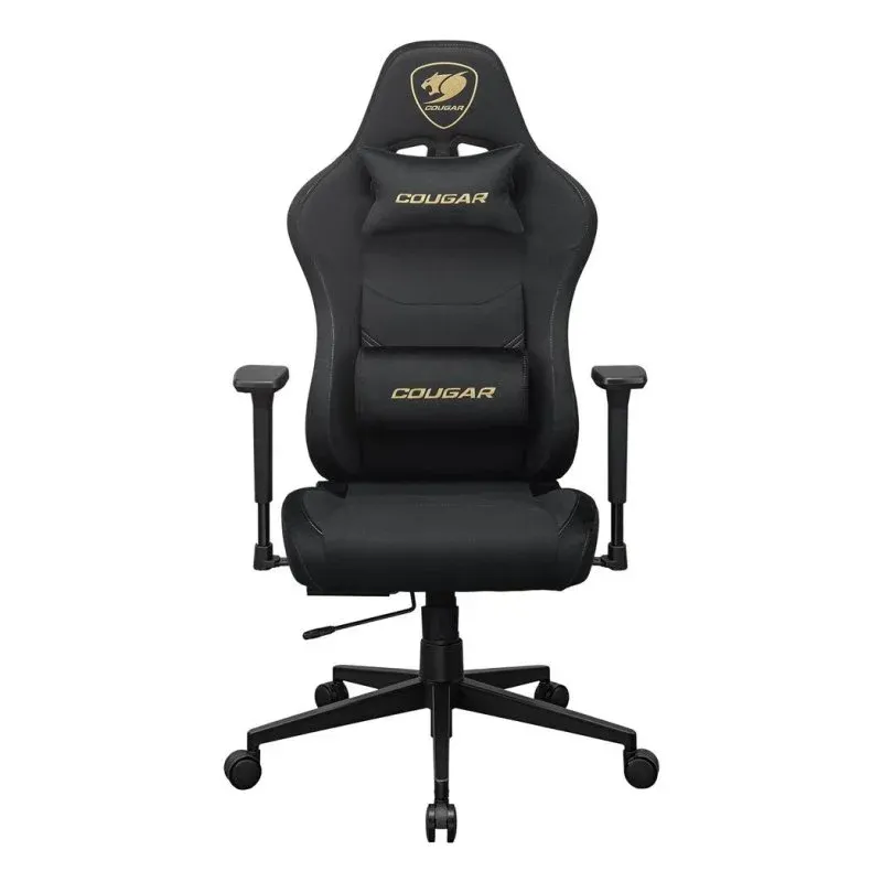 Cadeira Gaming Cougar Pryme preto dourado apoios 3D até 120 kg