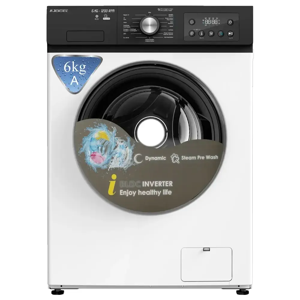 Máquina de Lavar Roupa de Livre Instalação Jocel JLR014184 6kg 1200RPM A Branca/Preta