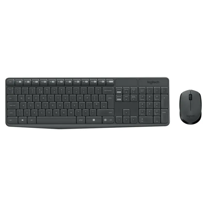Logitech MK235 Combo Teclado Sem Fios Cinzento Layout QWERTY Inglês (USA) + Rato Sem Fios