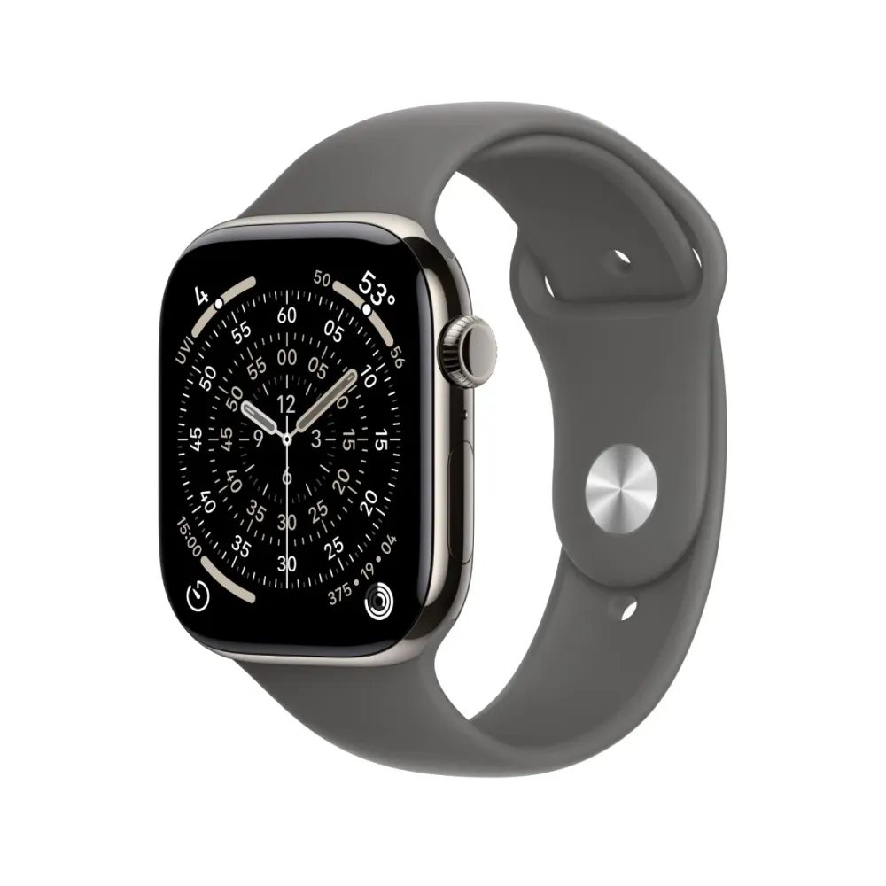 Smartwatch Apple Watch Series 11 GPS + Celular 42mm Titânio Natural c/ bracelete Desportiva Cinza M/L