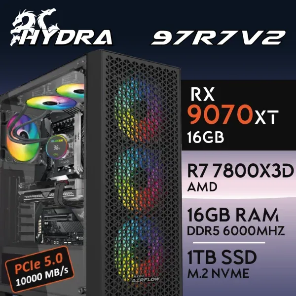 PC Gaming HYDRA-97R7V2 - R7 7800X3D | RX9070XT 16GB | 16GB | M.2 1TB