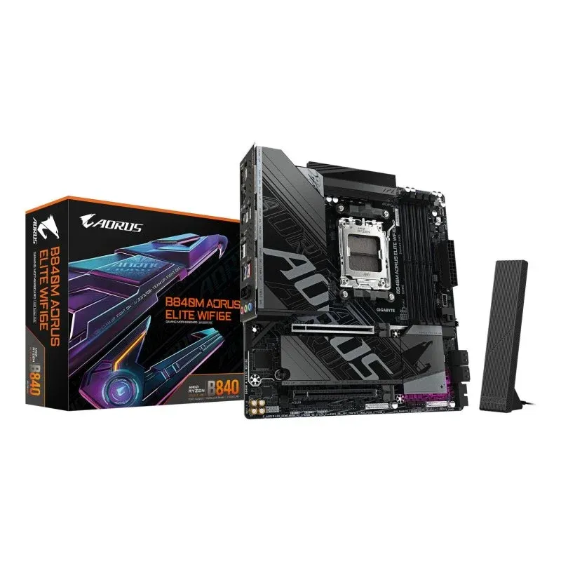 Gigabyte B840M Aorus Elite WiFi6E Motherboard Micro-ATX AM5 DDR5 com VRM 10+2+2 Fases