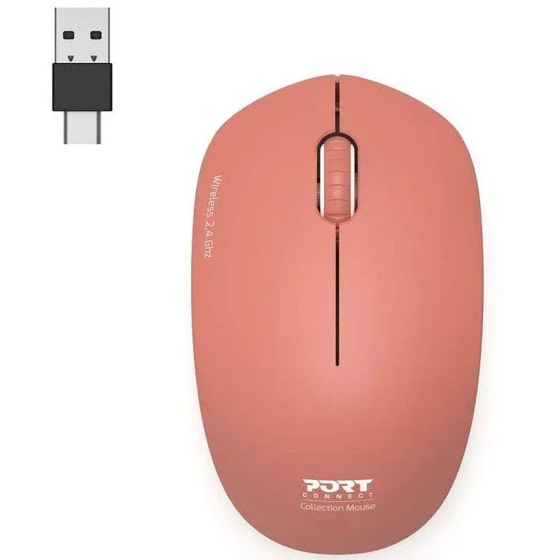 Rato Port Designs 900542 Sem Fios RF 1600 DPI Vermelho USB-C/USB-A Compacto