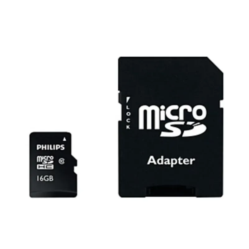 Cartão microSD Philips FM16MP45B/10 16GB Classe 10 com Adaptador Preto