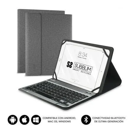 Capa com Teclado KeyTab Pro Bluetooth 10,1 Subblim Cinza