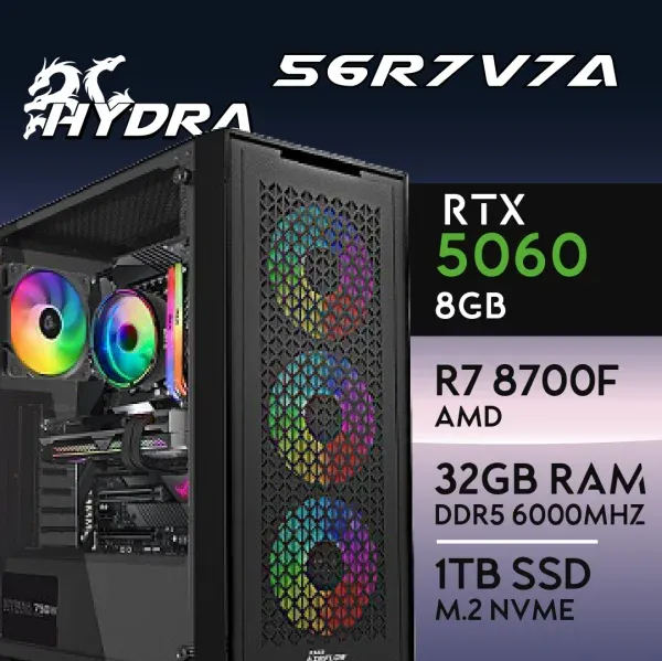 PC Gaming HYDRA-56R7V7A - R7 8700F | RTX5060 8GB | 32GB | M.2 1TB