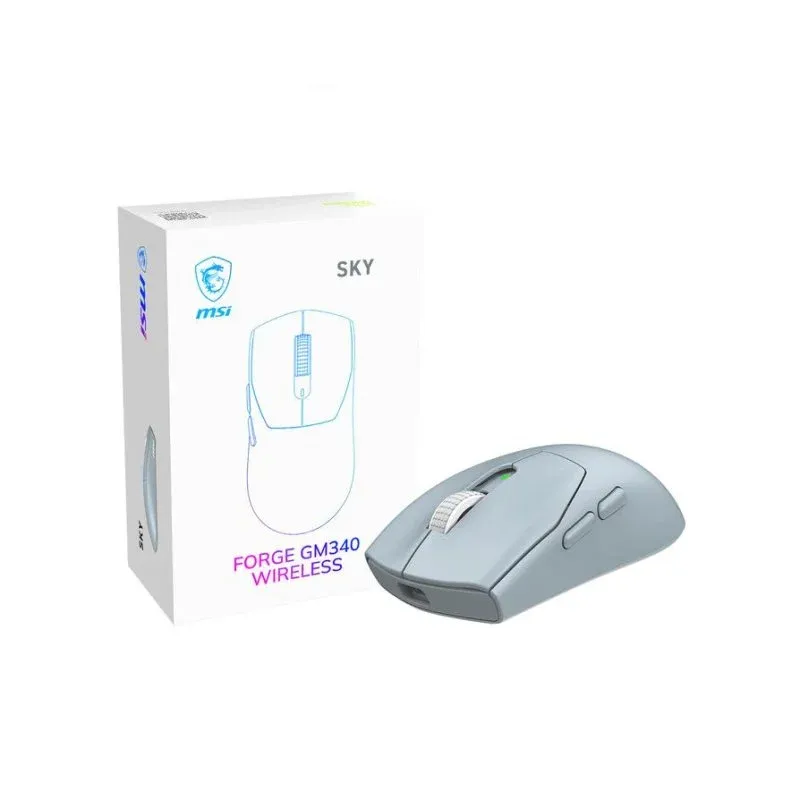 Rato MSI Forge GM340 Wireless Ambidestro 12000 DPI Azul Claro 6 Botões