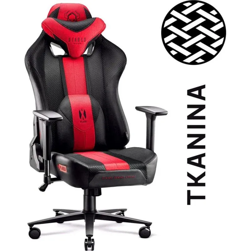Cadeira Gaming Diablo Chairs X-Player 2.0 Tamanho Normal Tecido Vermelho-Antracite