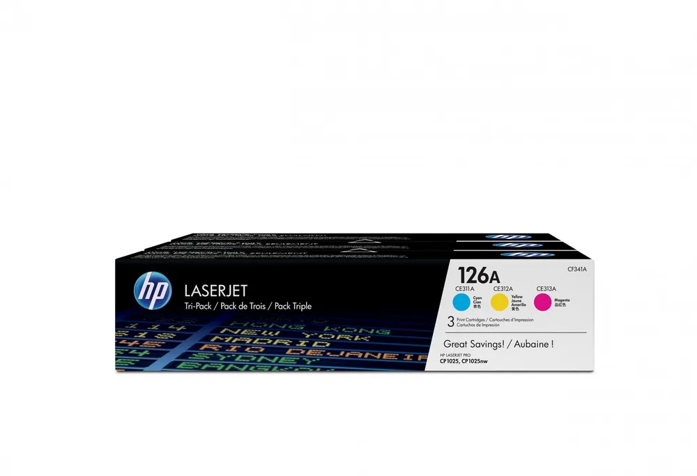 HP 126A 3-pack Cyan/Magenta/Yellow Original LaserJet Toner CF341A