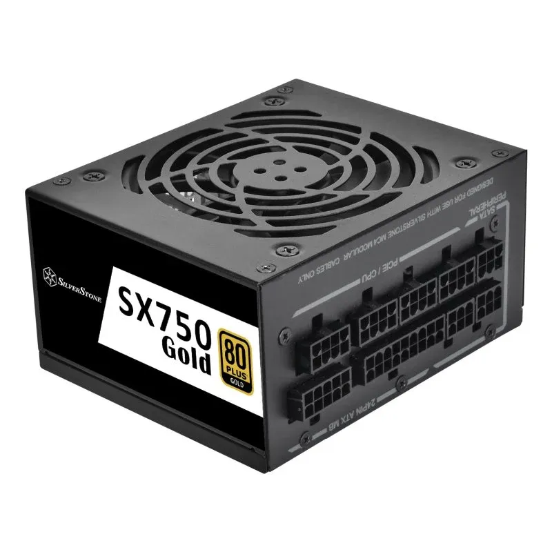 Fonte Alimentação Fonte de alimentação Silverstone 750W com certificação Gold 80+ Capacitores japoneses modulares SX750 Gold SFX