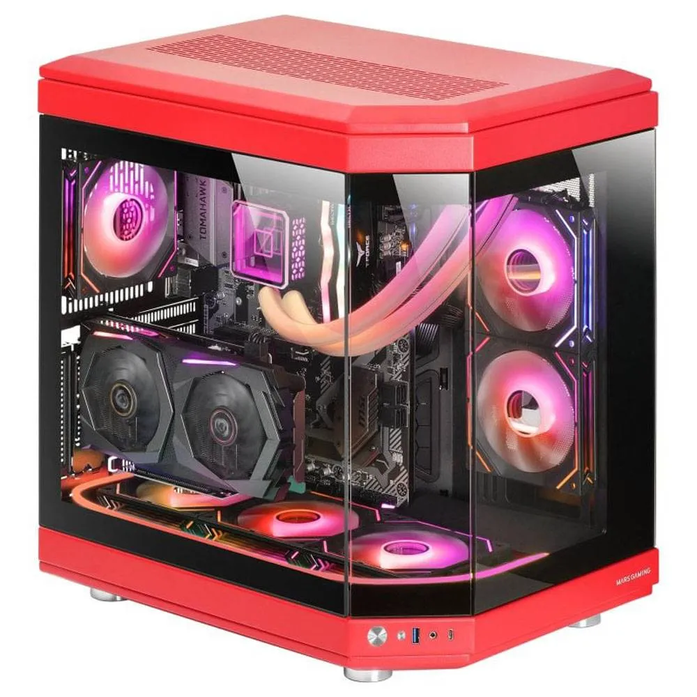 Caixa ATX Mars Gaming MC-3T Premium Tempered Glass Vermelha