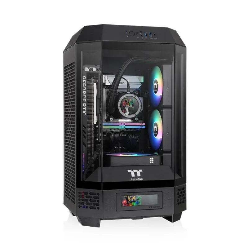 Caixa de Computador Thermaltake The Tower 250 Caixa Mini-ITX com LCD e Vidro Temperado Preta