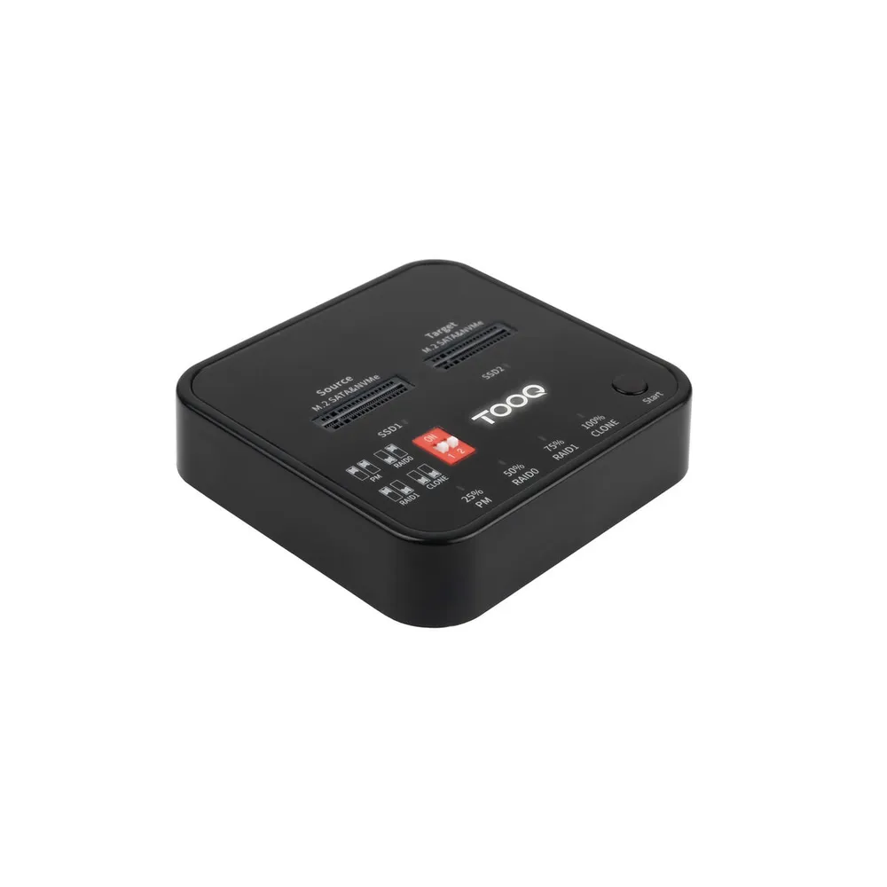 Dock Tooq para 2xSSD M.2 NVMe PICe USB-C3.2 Gen2 Clone Preto