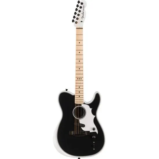 Fender Jack White Triplesonic Acoustasonic Telecaster MN Satin Artic White w/ Black Top