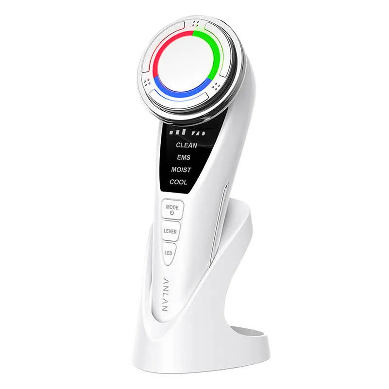 Massajador Facial Ultrassônico c/ Terapia de Luz (Branco) - ANLAN
