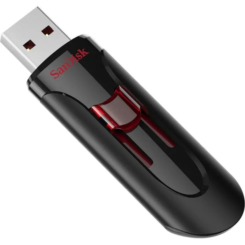 Pen Drive Pen USB Sandisk Cruzer Glide 128GB USB 3.2 Gen 1 Retrátil Preto Vermelho
