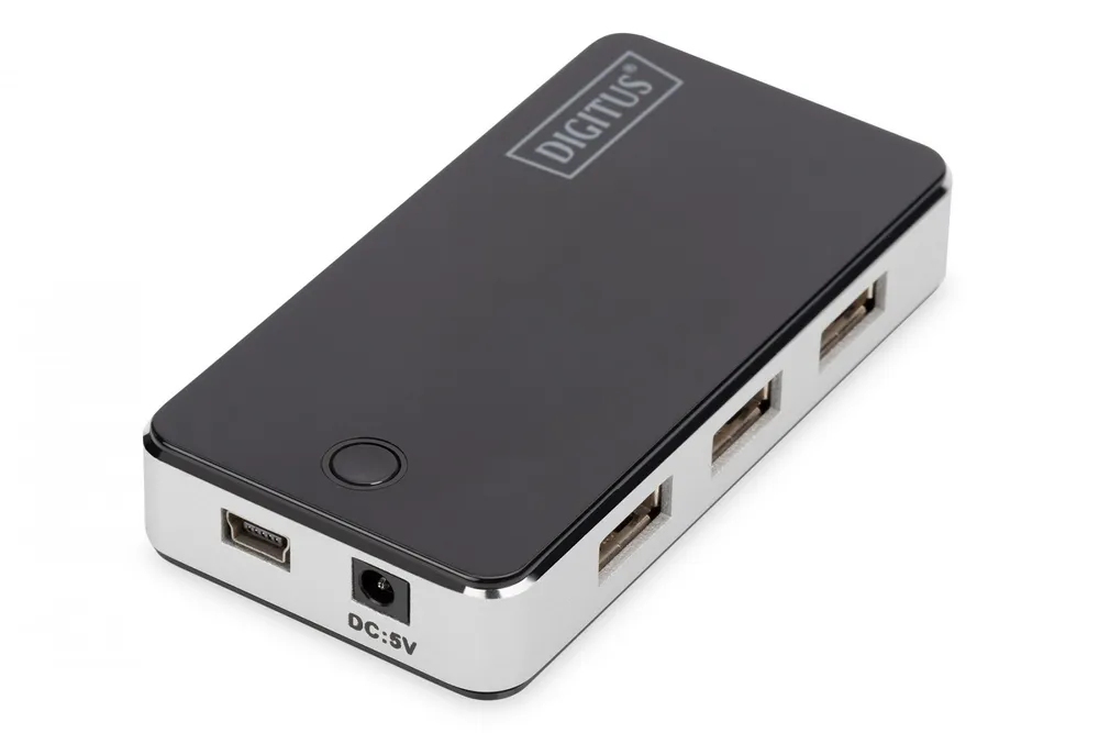 Digitus DA-70222 hub de interface 480 Mbit/s Preto, Prateado DA-70222