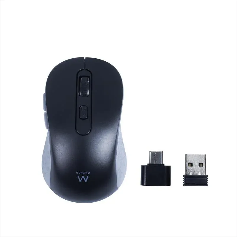Ratón Ewent EW3204 Sem Fios 1600 DPI Preto Cinzento Adaptador Tipo C