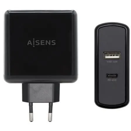 Carregador USB-C PD3.0 45W + USB-A 12W (Preto) - AISENS