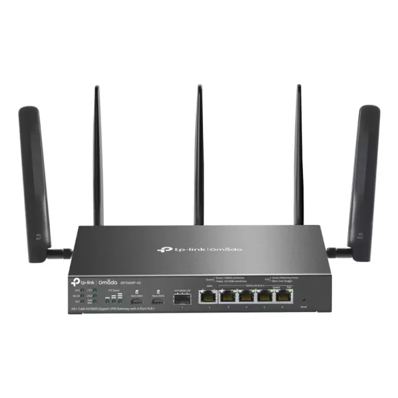 Omada 4G+ Cat6 AX3000 Gigabit VPN Gateway with 4-Port PoE+