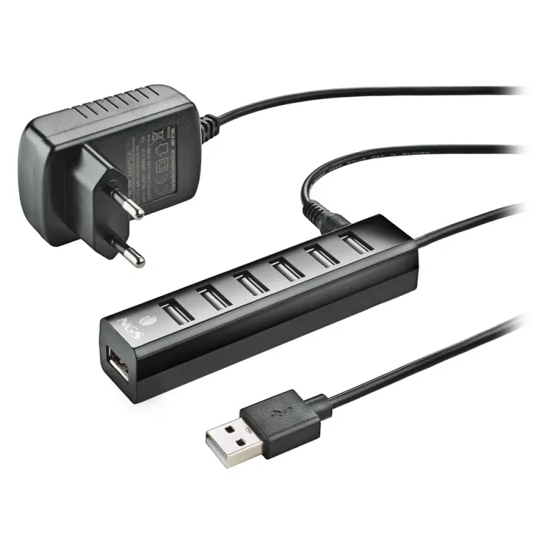 Hub NGS USB 2.0 7 Portas com Adaptador Energia