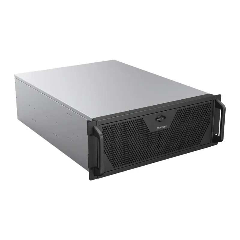 Caixa RACK UK4340 - 19" 4U - SILVER/ BLACK - 1*USB 2.0+1*USB 3.0 + 1 USB Type C -FAN 3*12cm - Admite fonte ATX e Redundante 4U/2U (com suporte)