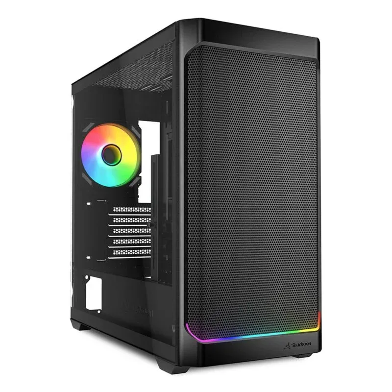 Gabinete Sharkoon MK4W RGB Strip Micro Torre Preto Micro-ATX Mini-ITX RGB Gabinete