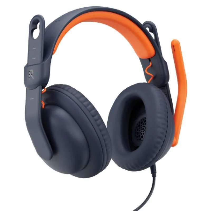 Logitech Zone Learn Headset Circumaural para Estudantes USB-C Azul/Laranja