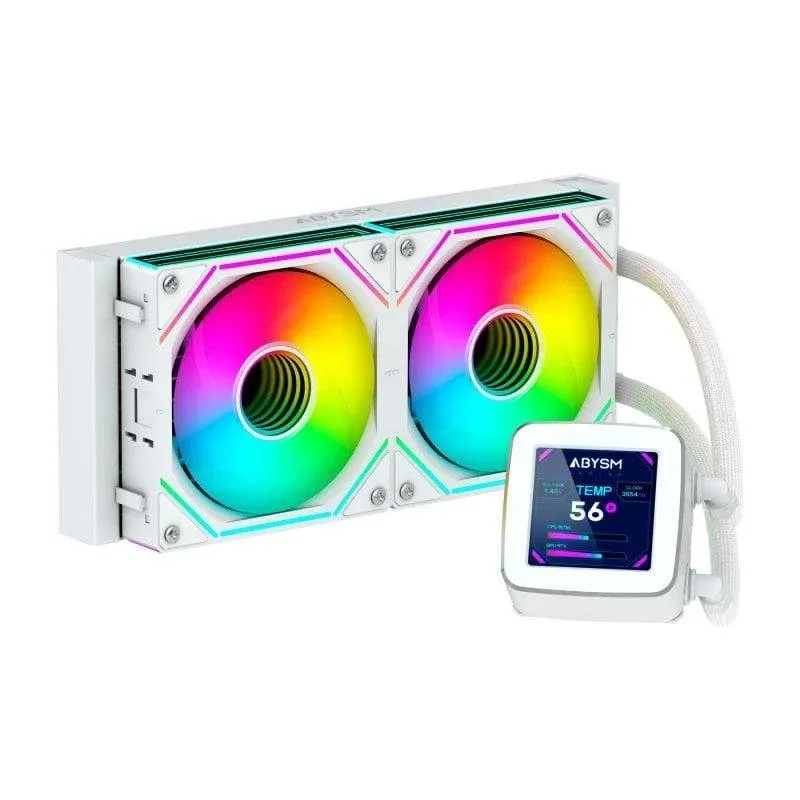 Abysm Gaming Oceanic 240 White Kit de Refrigeração Líquida ARGB com LCD 2.8’’